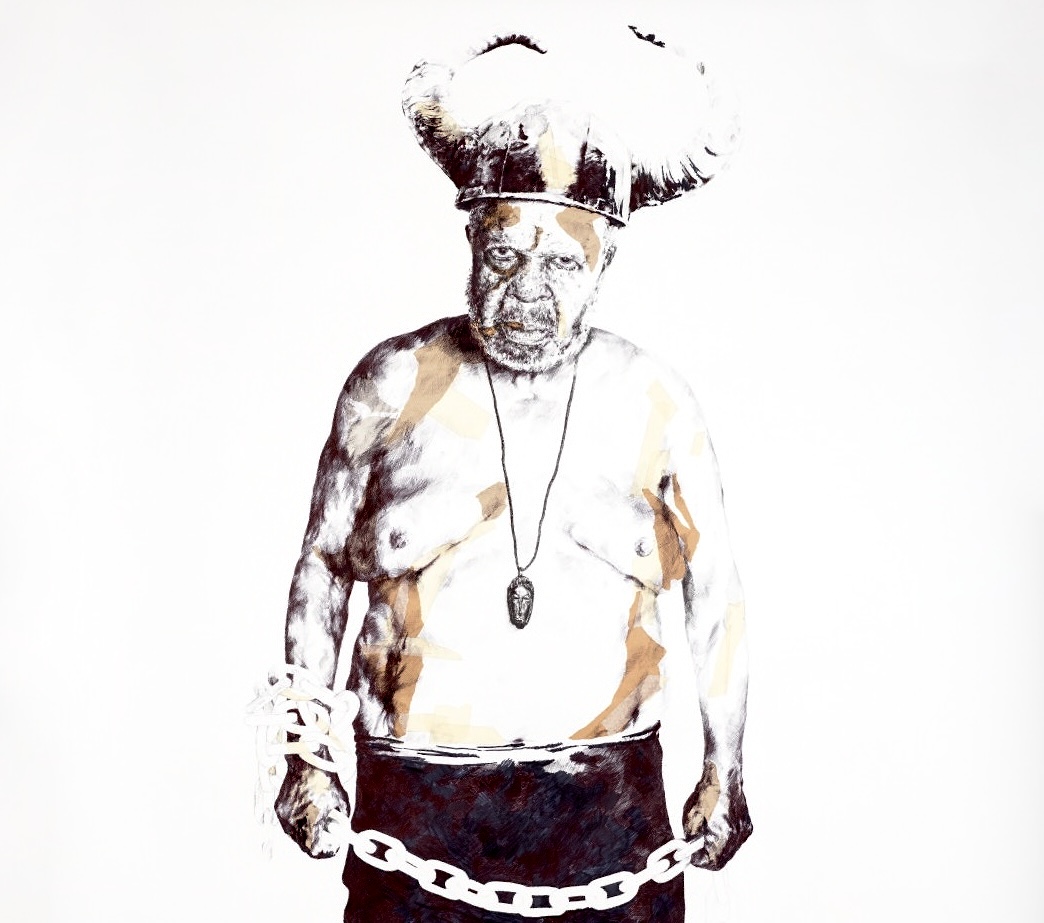 Pay the Devil (Jab Jab), life-size drawing by Ezra Myers